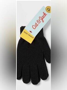 NWT Cat & Jack Kids Tech-Touch Knit Gloves - 3 Pack Black OSFM